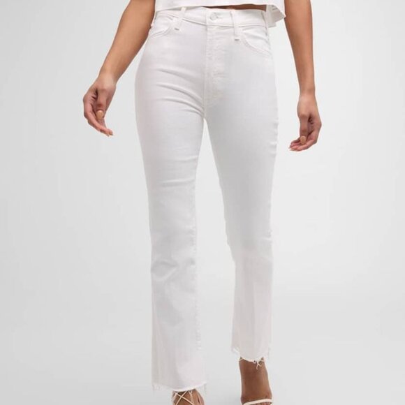 Mother Jeans White The Hustler Ankle Fray Size 34 EUC - Picture 1 of 7